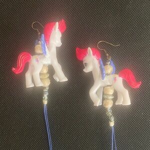 Pink and White Unicorn Earrings
